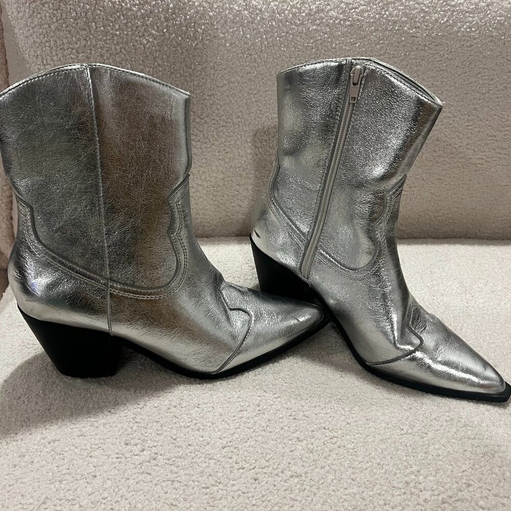 Forever 21 Silver Cowboy Boots